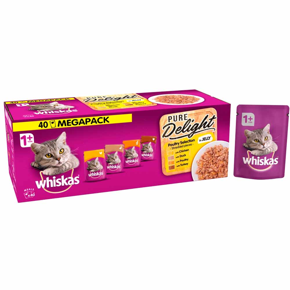 Whiskas Pure Delight Cat Food Pouches Poultry in Jelly Mega Pack 40 x 85g Image 3