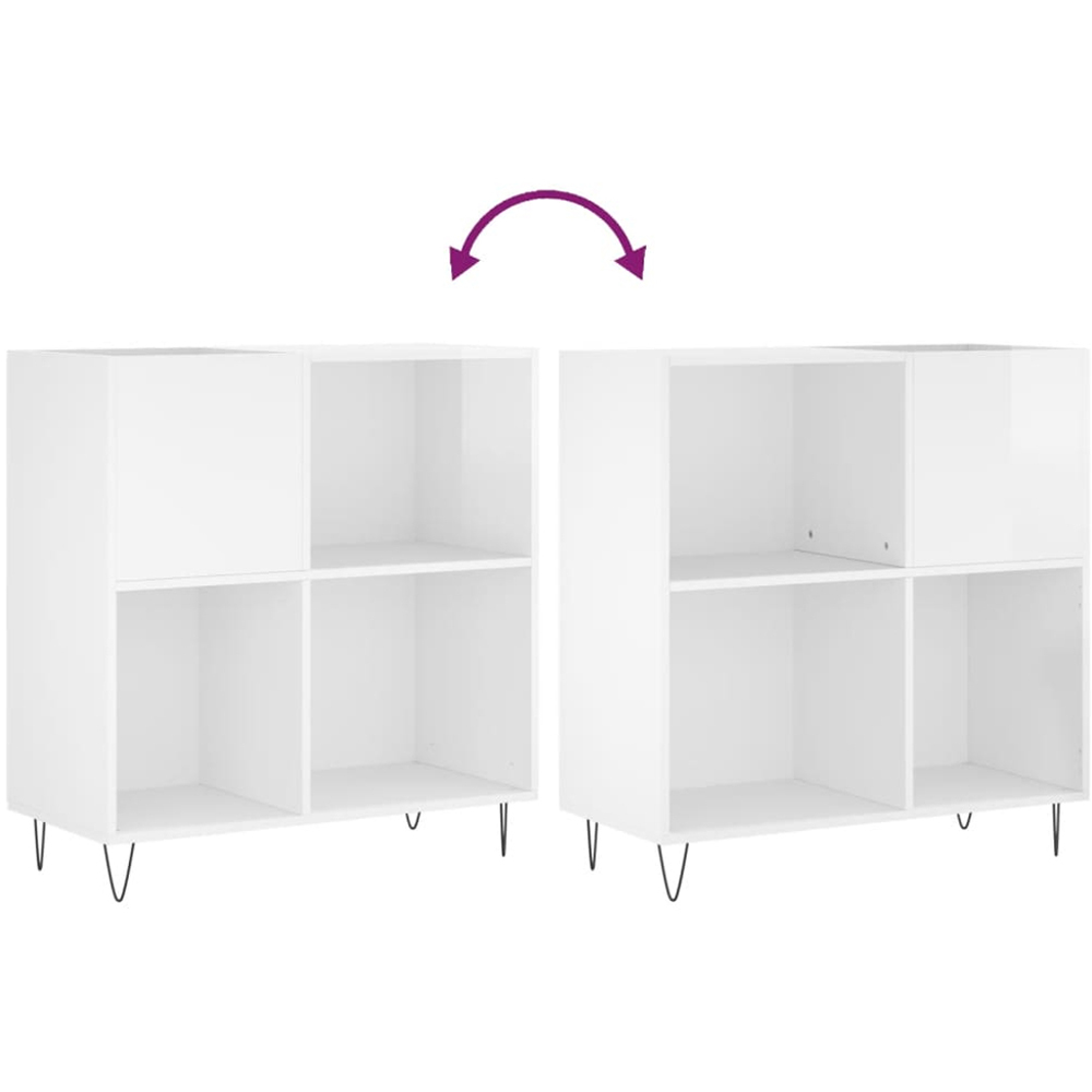vidaXL 3 Shelf High Gloss White Square Record Cabinet Image 7