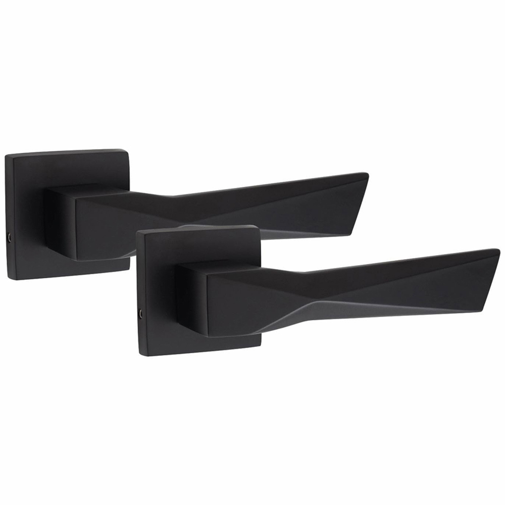 Golden Grace Matt Black Aura Euro Lock Door Handle Set Image 2