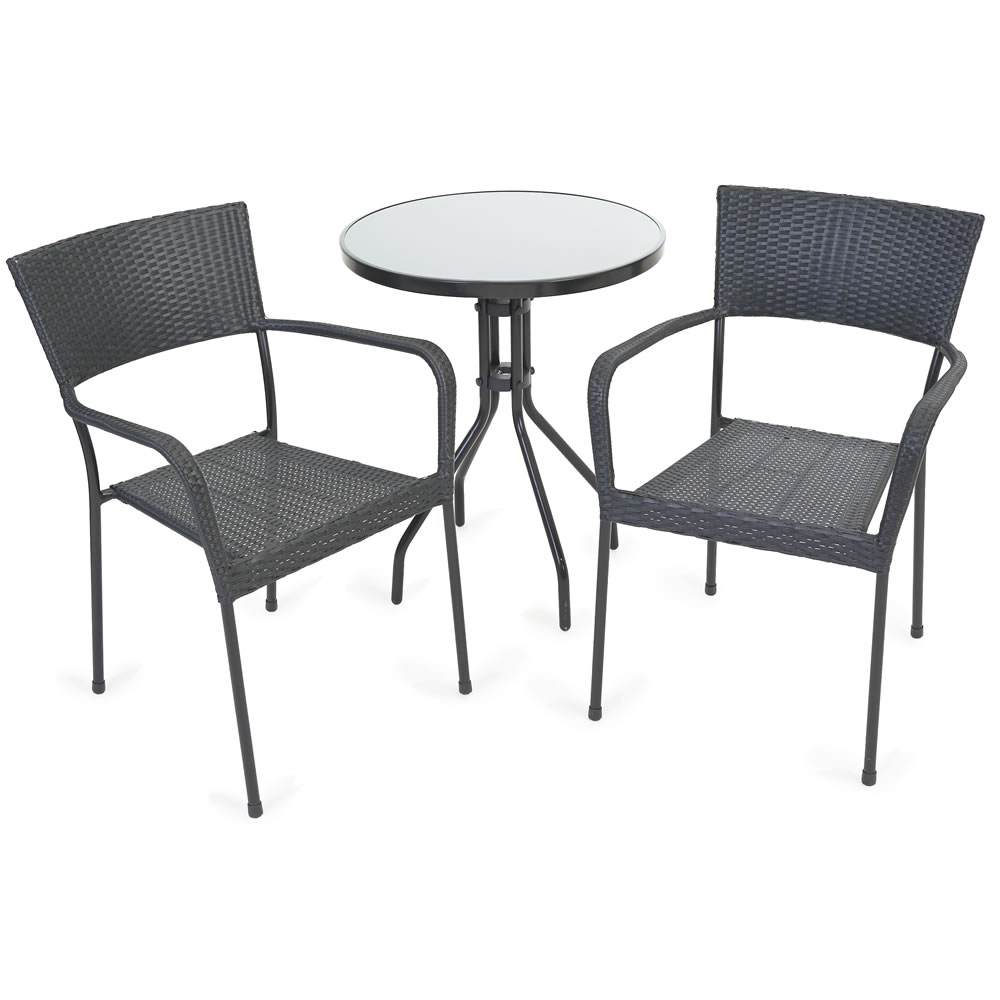 Wilko Rattan Effect Bistro Set Image 1