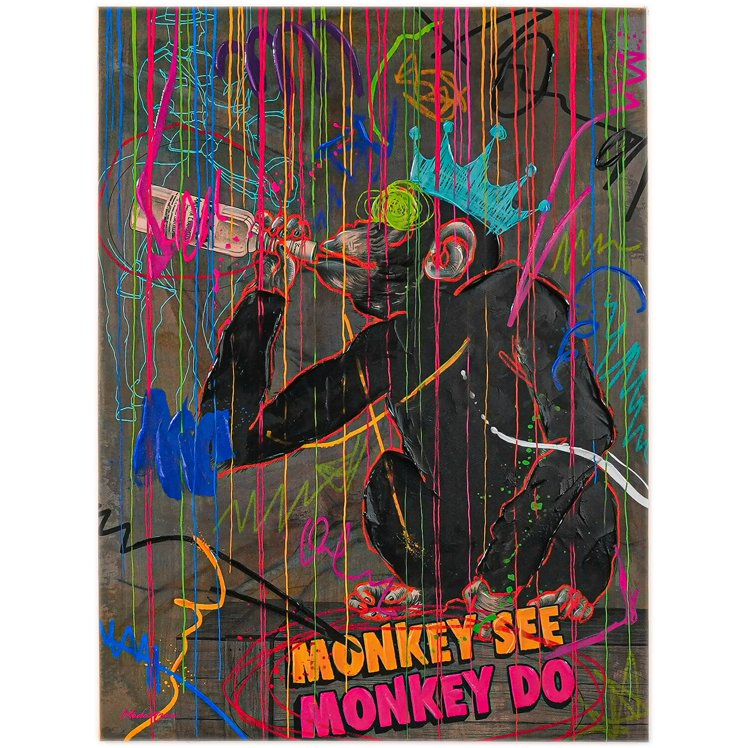 Monkey See Monkey Do Graffiti Canvas Image 1