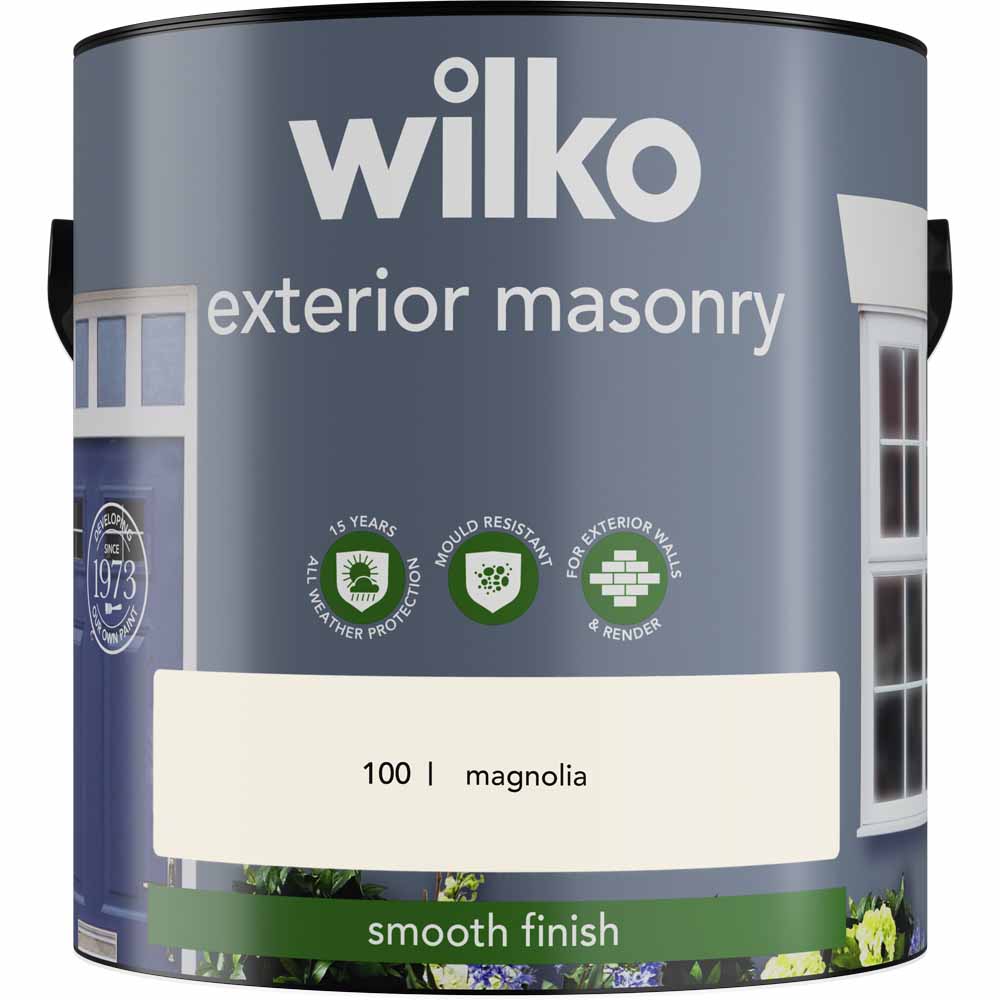 Wilko Exterior Wall Magnolia Smooth Masonry Paint 2.5L Image 1