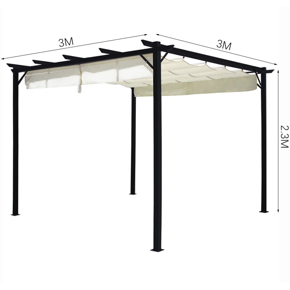 Living and Home Beige Square Metal Pergola Gazebo with Canopy 3 x 3m Image 9