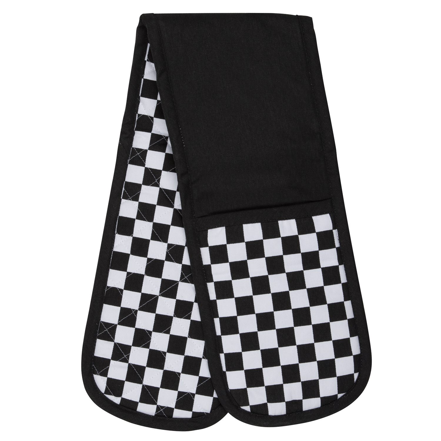 Check Double Oven Glove - Black & White Image