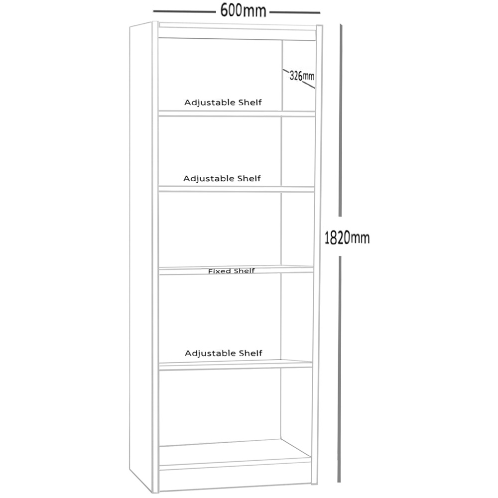 R White Cabinets 5 Shelf Brown Wide Tall Bookcase Image 5