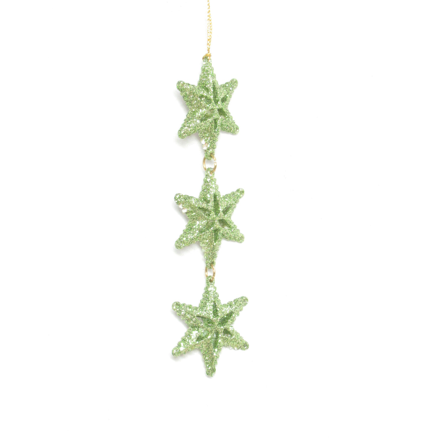 Fern Glitter Stars Hanging Decoration Green Image 1