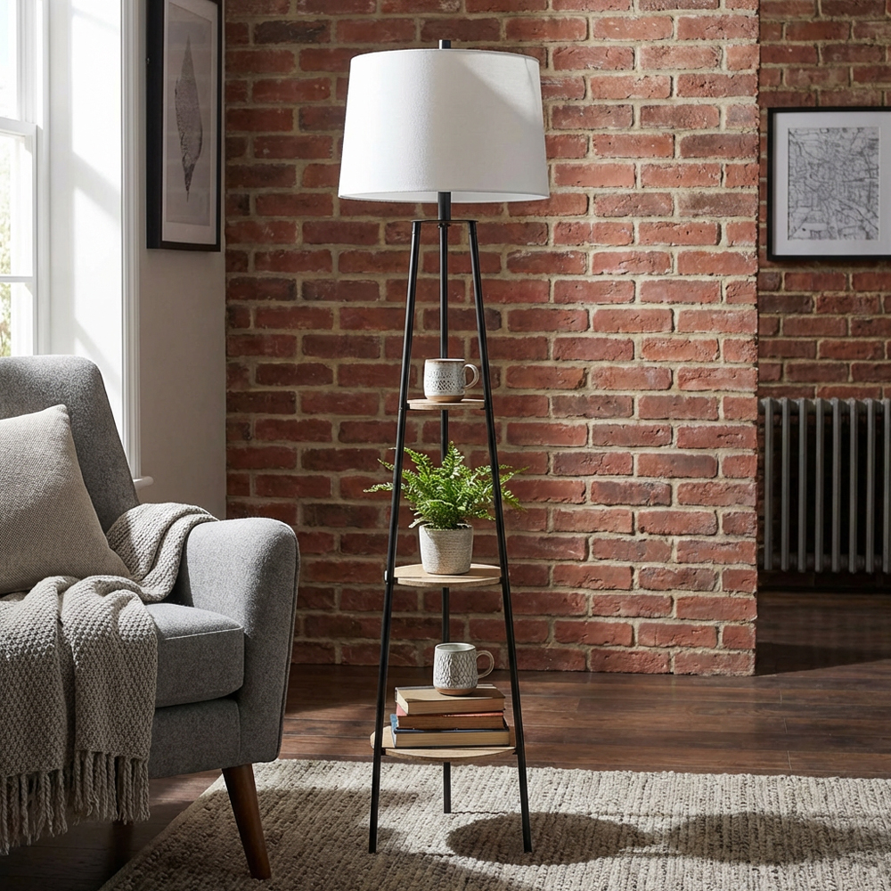 Industrial Hendrick Shelf Floor Lamp Image 5
