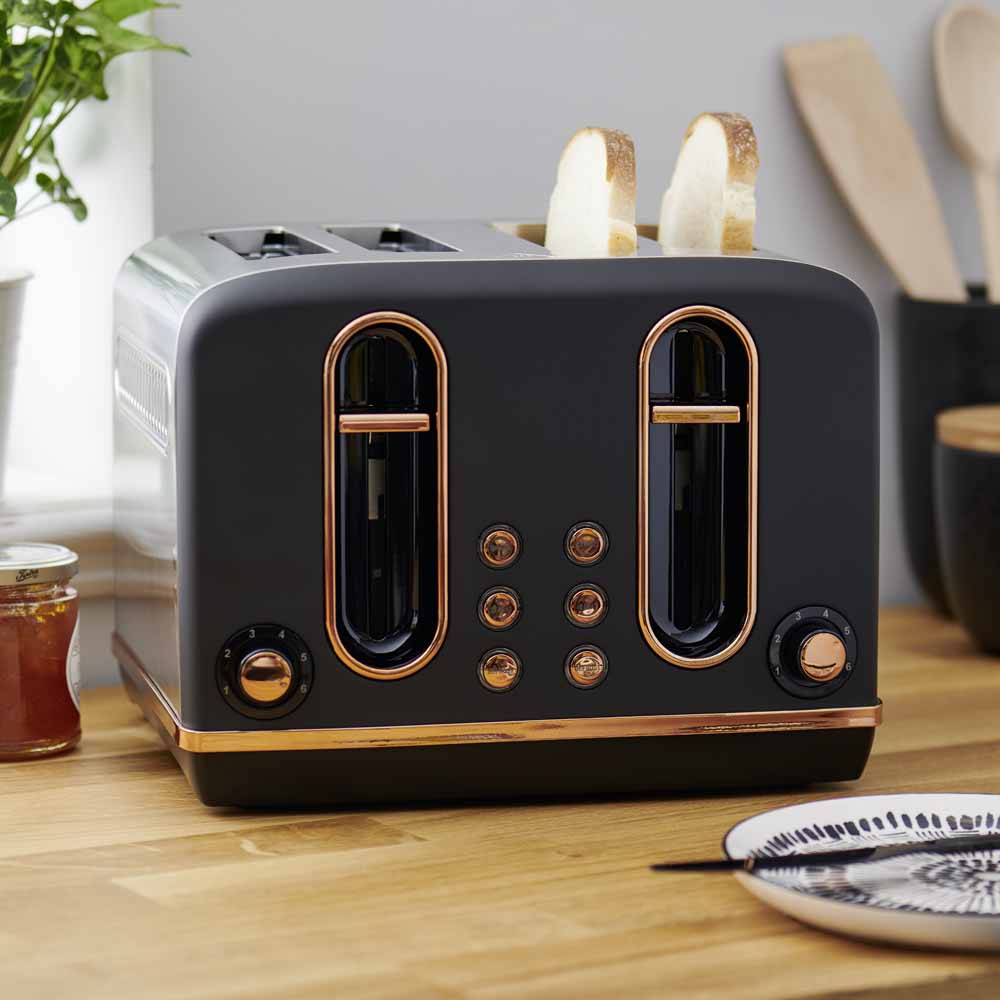 Wilko Black & Copper 4 Slice Toaster Wilko