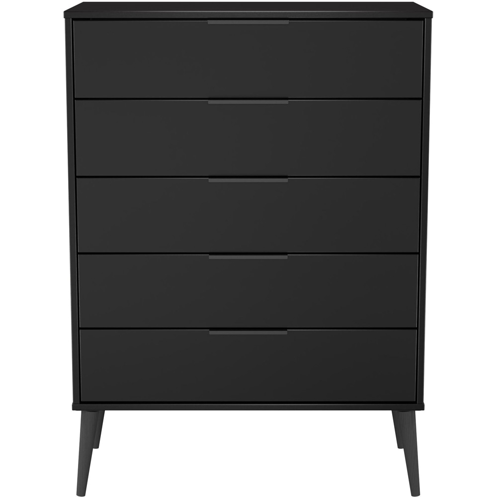 Crowndale Hong Kong 5 Drawer Matt Black Chest of Drawers Ready Assembled Image 2
