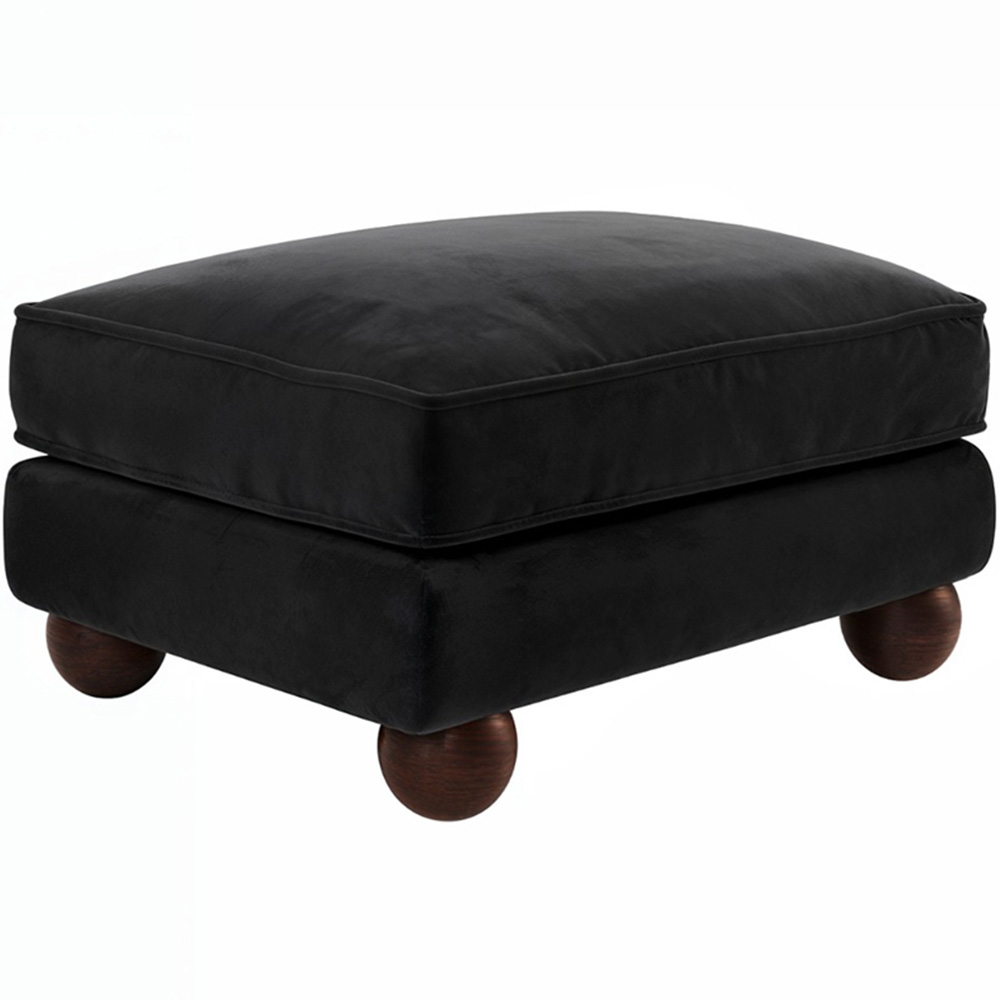 Solace+Co Addison Black Velvet Loveseat and Footstool Set Image 3