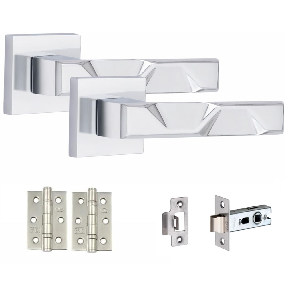 Golden Grace Polished Chrome Modern Nova Door Handle Set 4 Pack Image 2