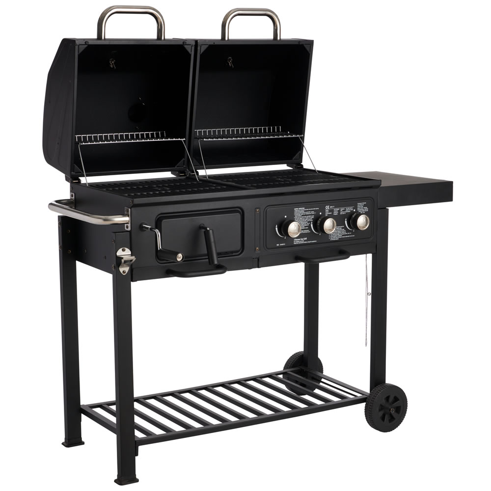 Wilko BBQ Charcoal/ Gas Grill Dual Fuel Image 7