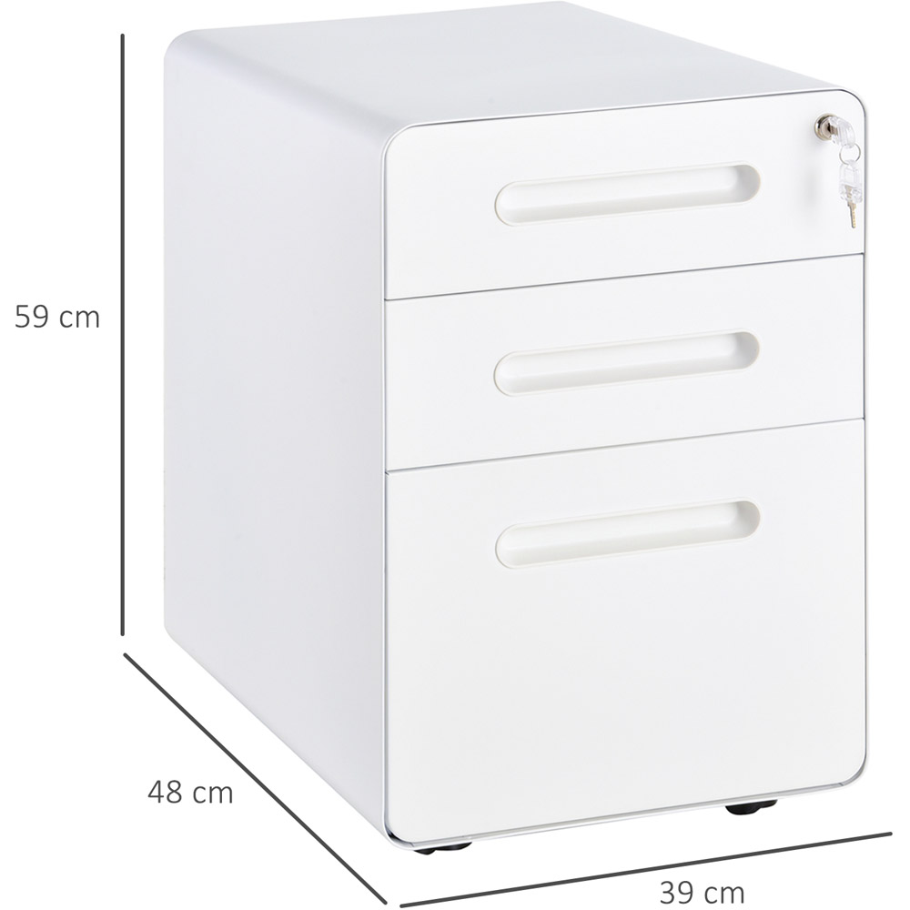 Vinsetto White 3 Drawer File Cabinet Image 8