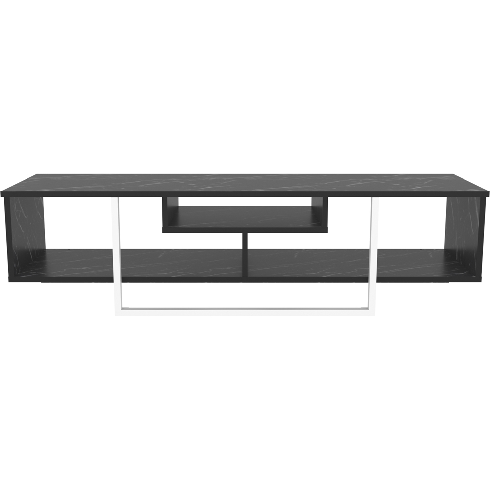 Decorotika Asal 3 Shelf Black Marble Effect and White TV Unit Image 6
