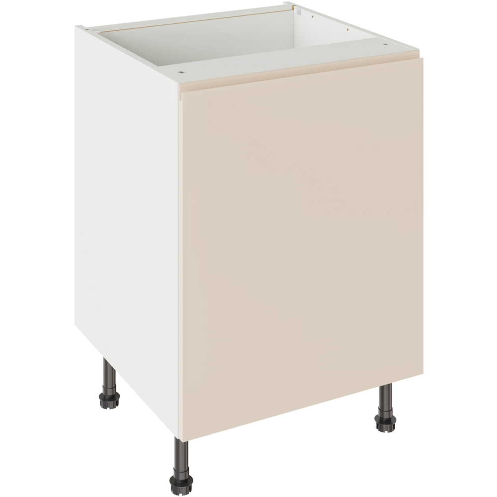 Kitchen Kit J-Pull Gloss Cashmere Sink and Hob Cabinet Flatpack 600mm Image 1