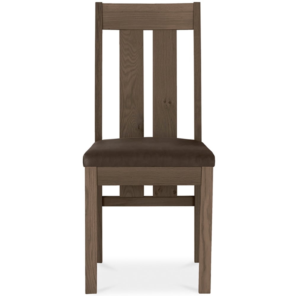 Bentley Designs Turin Set of 2 Dark Oak Old West Vintage Slatted Back Chair Image 3