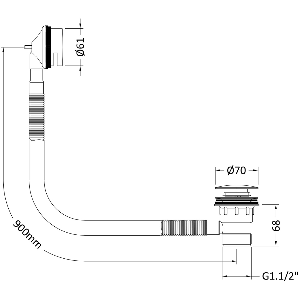 nuie Inset Brushed Pewter Bath Push Button Waste Image 2
