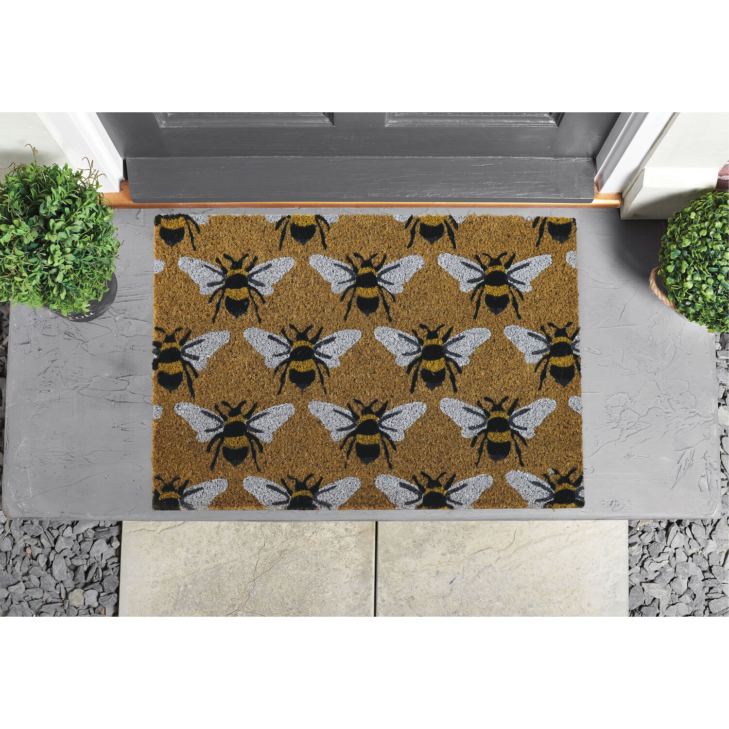 Single Brown Printed Coir and PVC Doormat 60 x 40cm in Assorted styles Image 3