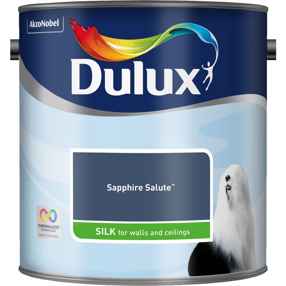Dulux Walls & Ceilings Sapphire Salute Silk Emulsion Paint 2.5L Image 2