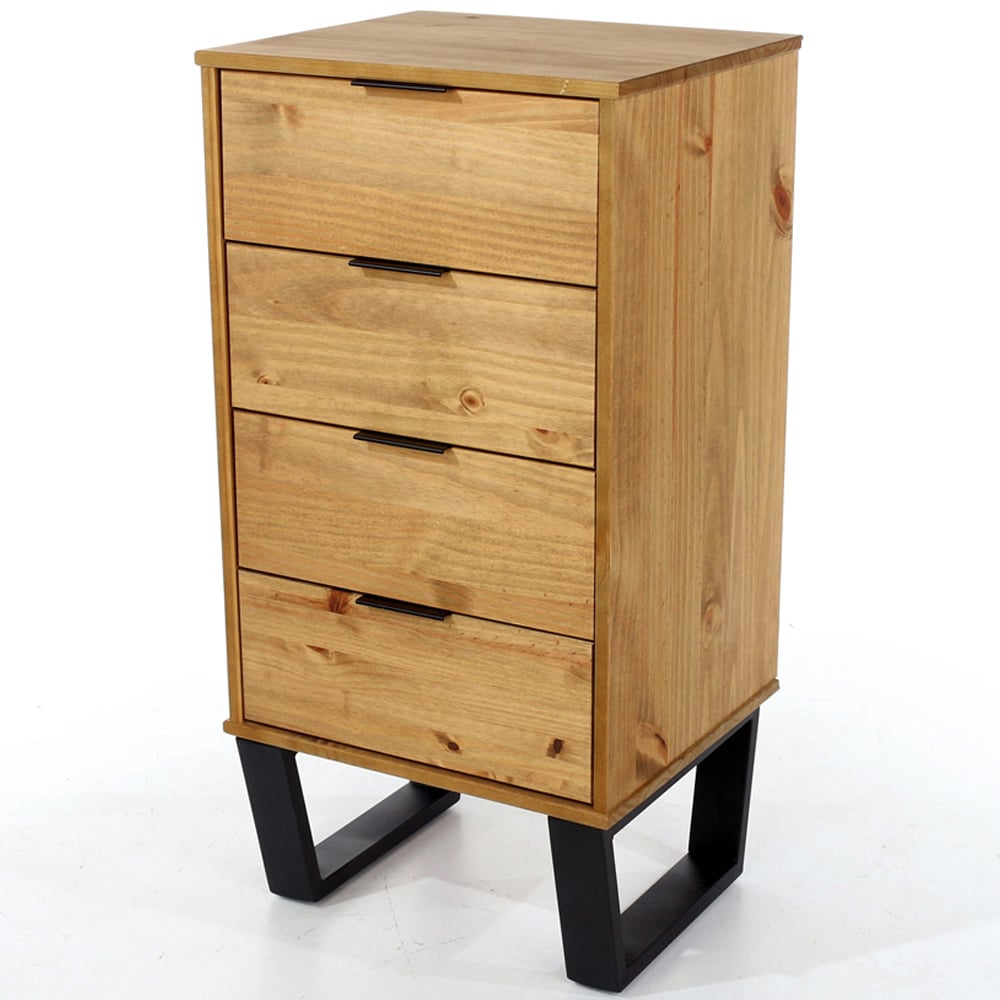 Core Products Texas 4 Drawer Antique Wax Pine Narrow Chest of Drawers Image 2