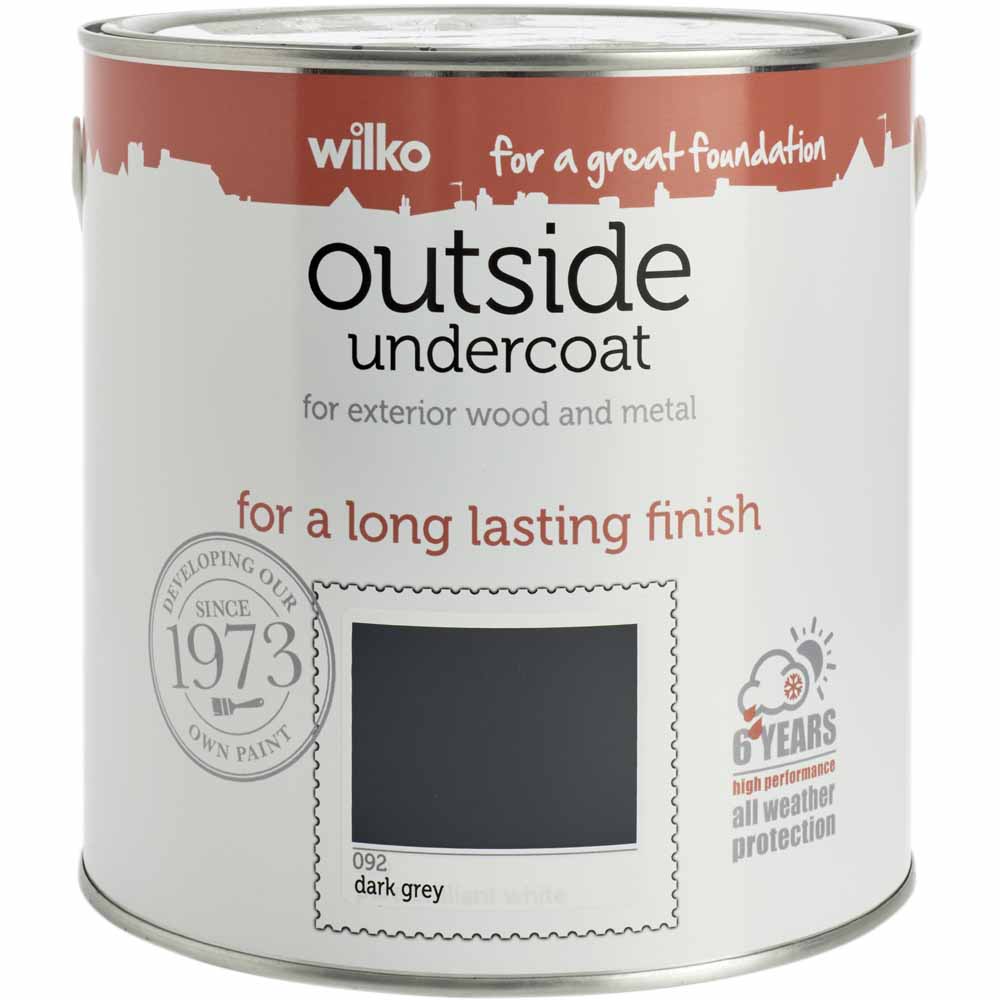 Wilko Dark Grey Exterior Undercoat Paint 2.5L Image
