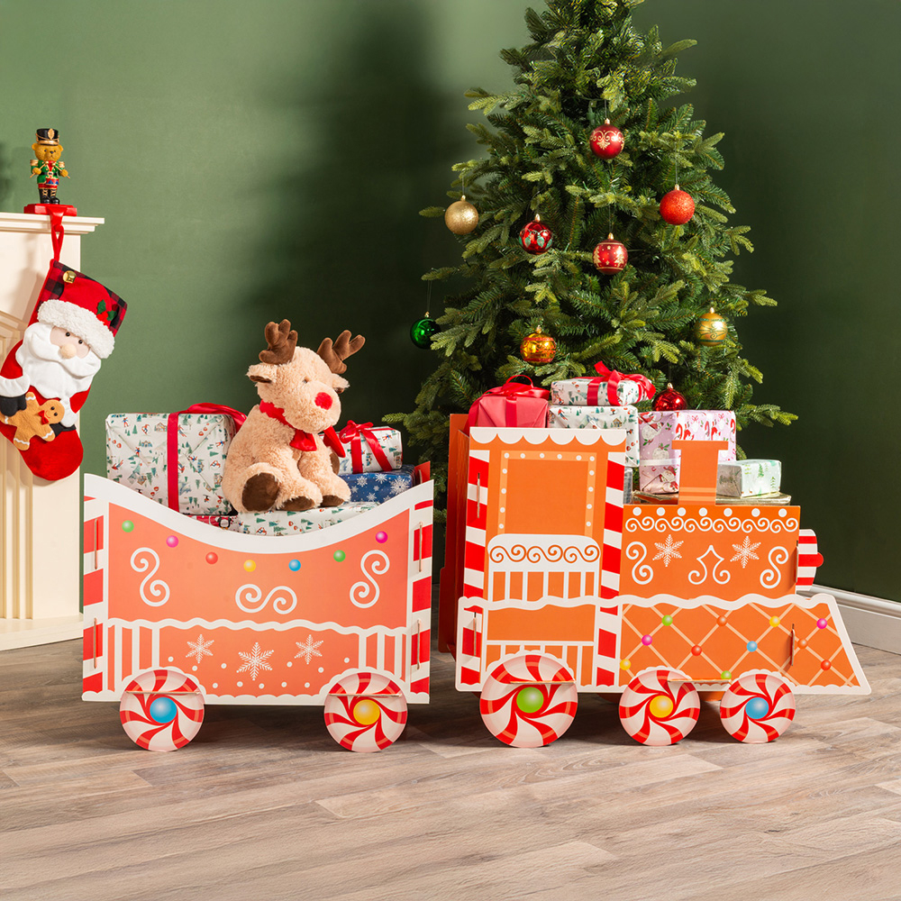 Large Gingerbread Train Gift Hamper Brown Image 2