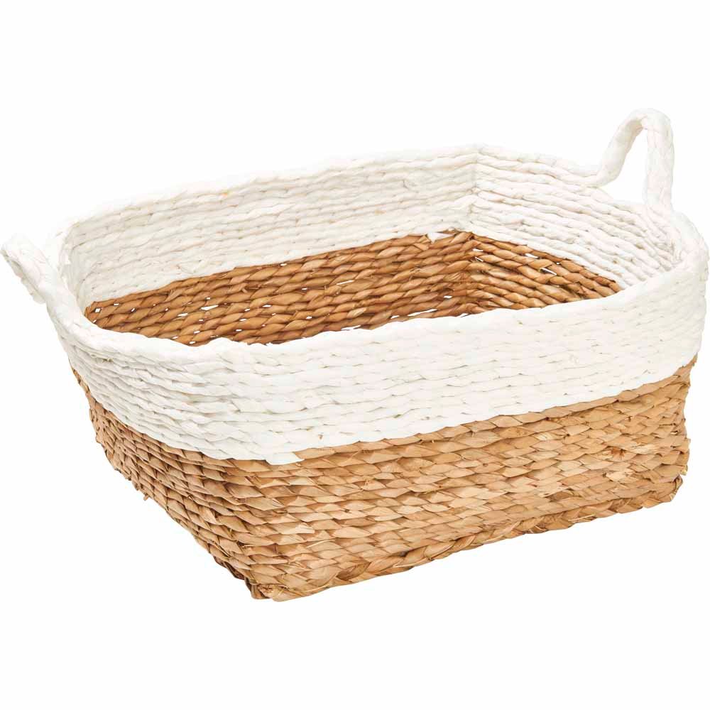 Wilko Large Rush Basket with White Trim Image 2