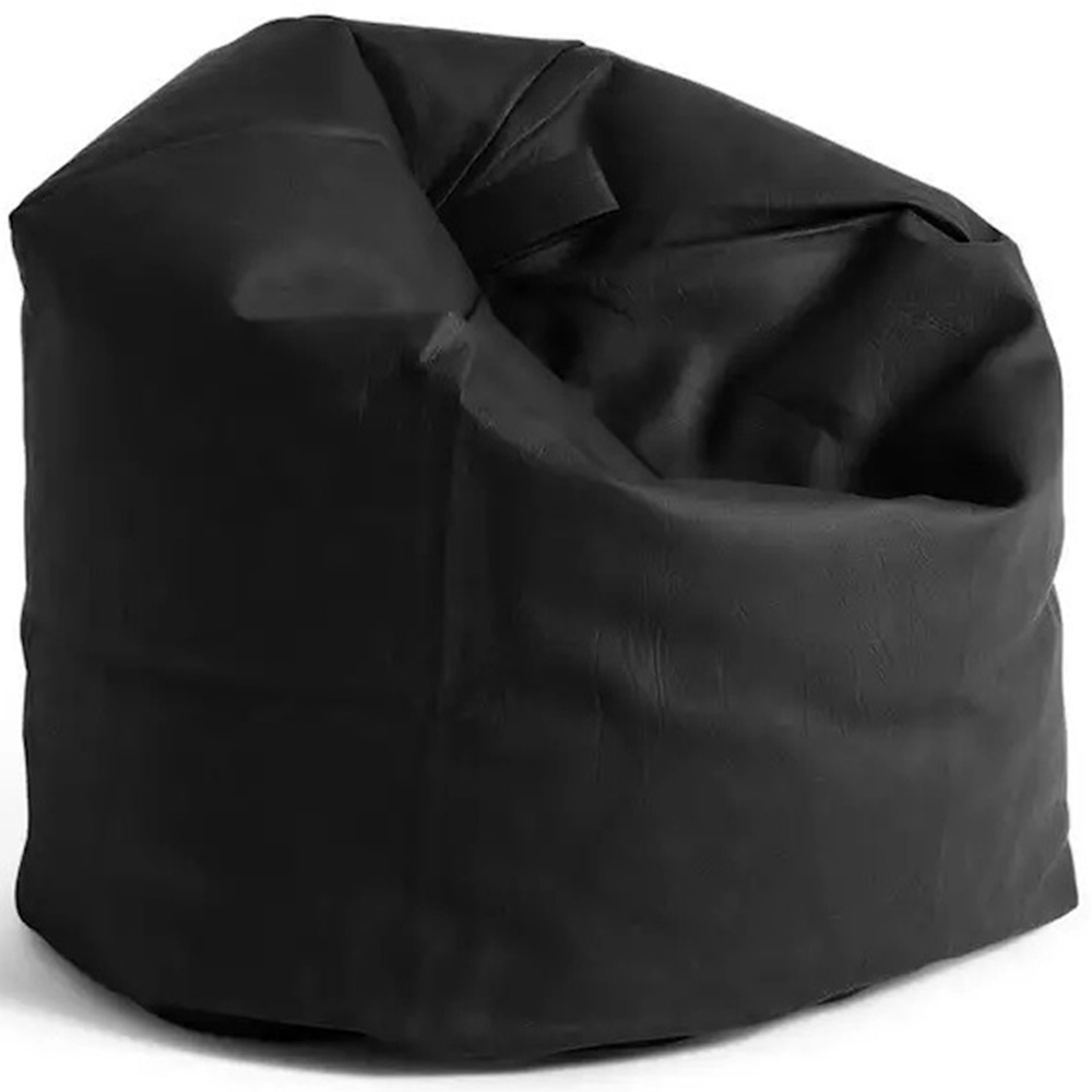 Kaikoo Black Faux Leather Beanbag Image 2