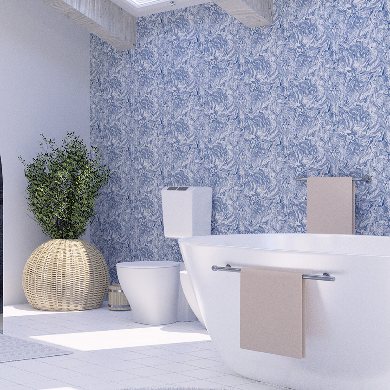 Liquid Marbled Wallpaper - Navy Image 7