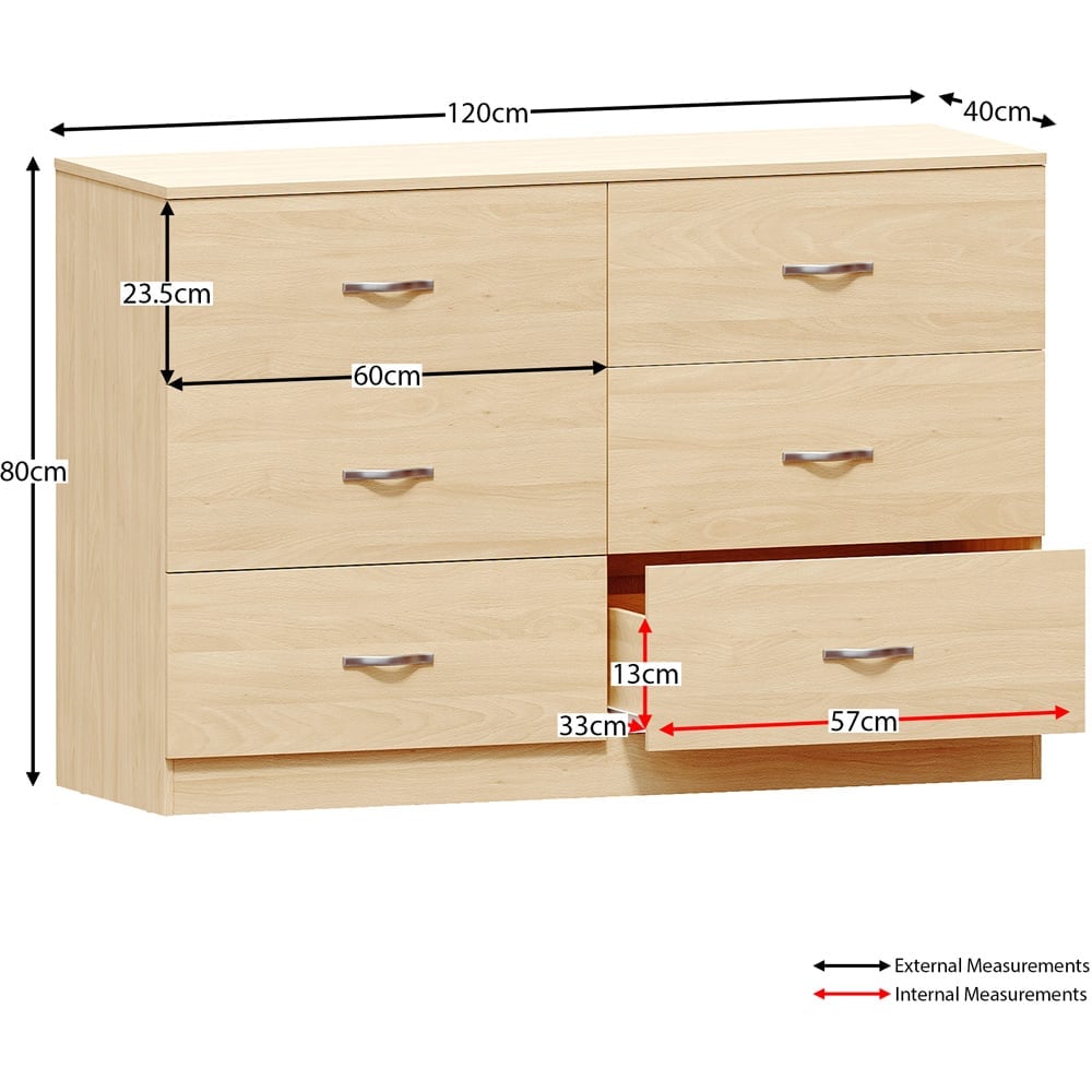 Vida Designs Riano 6 Drawer Pine Chest of Drawers Image 9
