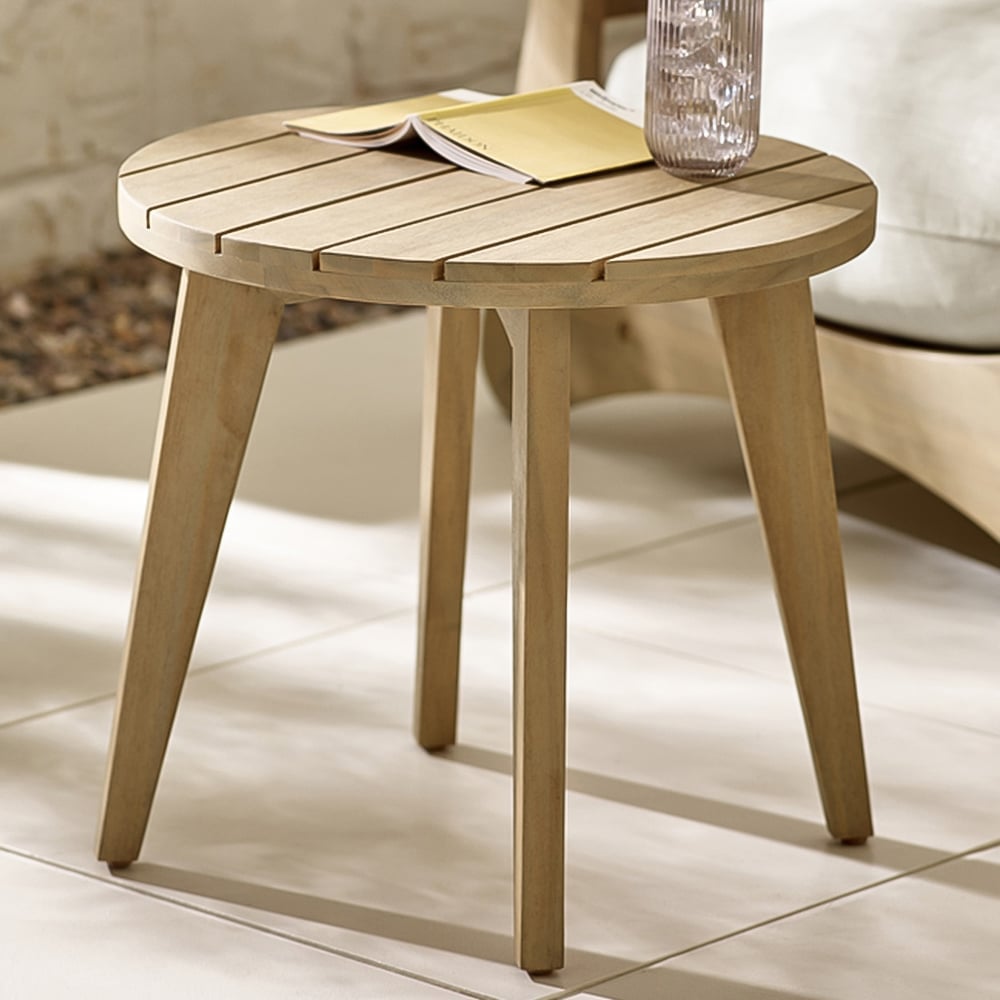 Furniturebox Niort Round Wooden Outdoor Side Table Image 1