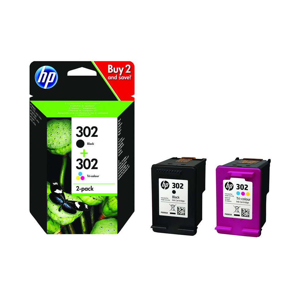 HP 302 Black and Colour Ink Cartridges Twin Pack Image