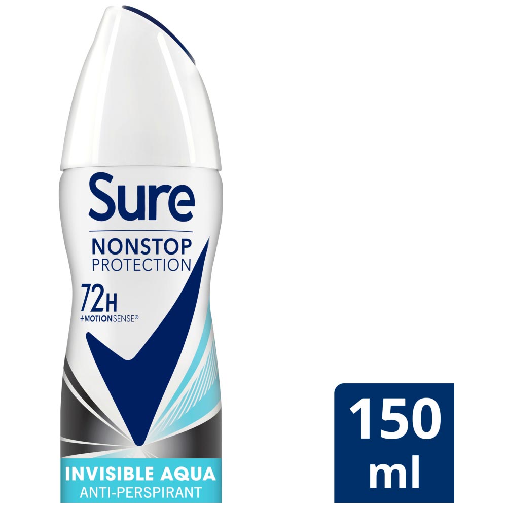 Sure Invisible Aqua Non Stop Advanced Anti Perspirant Deodorant 150ml Image 2