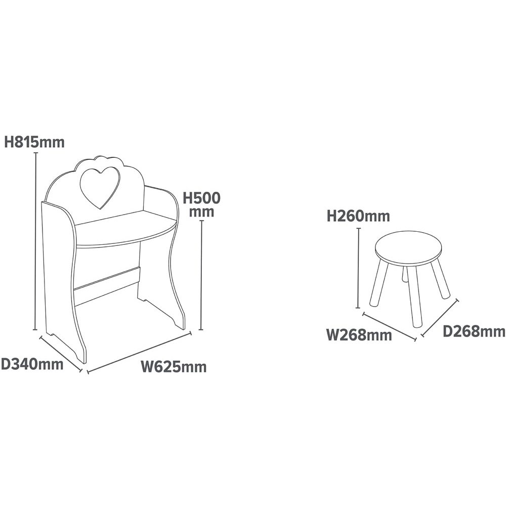 Liberty House Toys Kids White Dressing Table with Stool Image 6