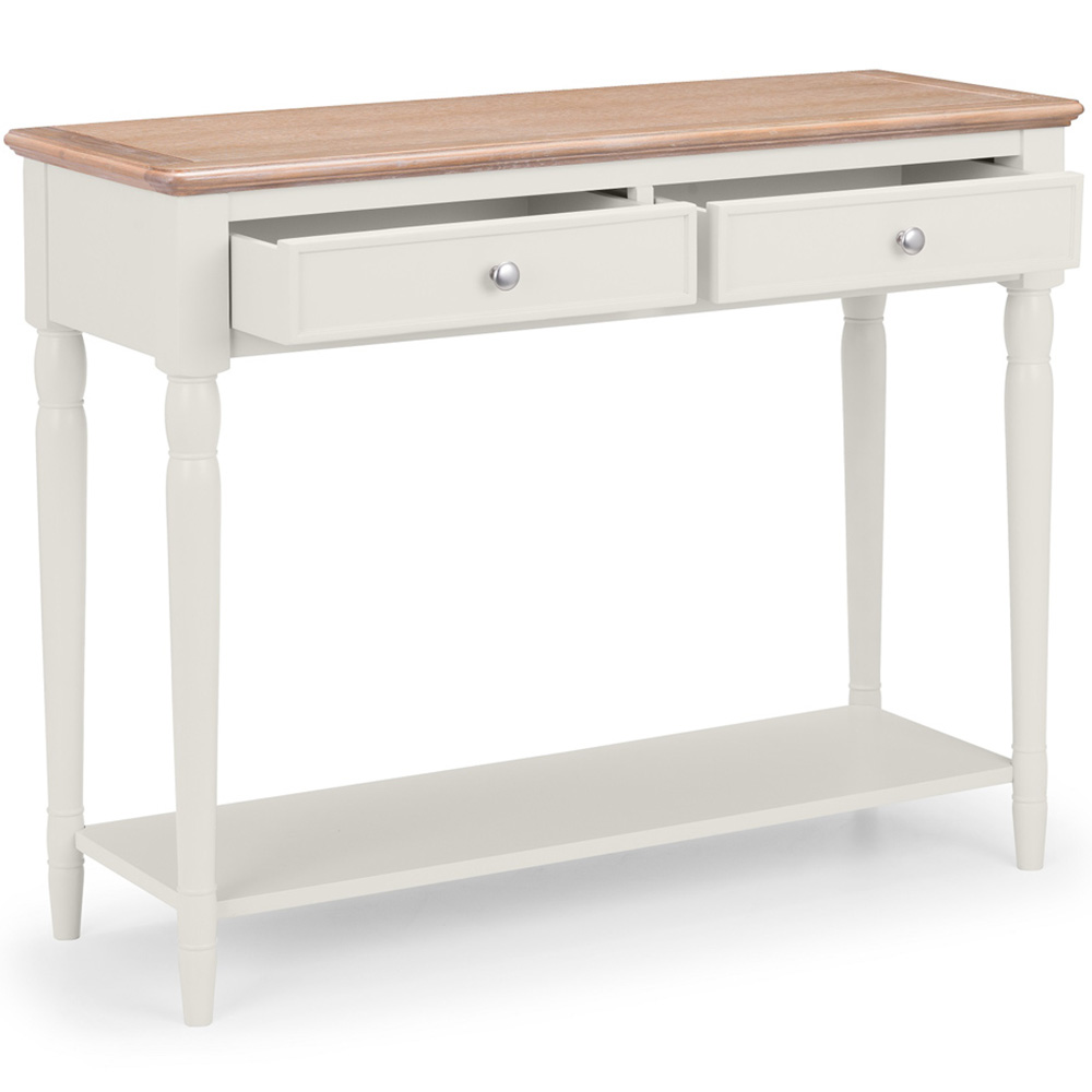 Julian Bowen Provence 2 Drawer Grey Lacquer Console Table Image 4