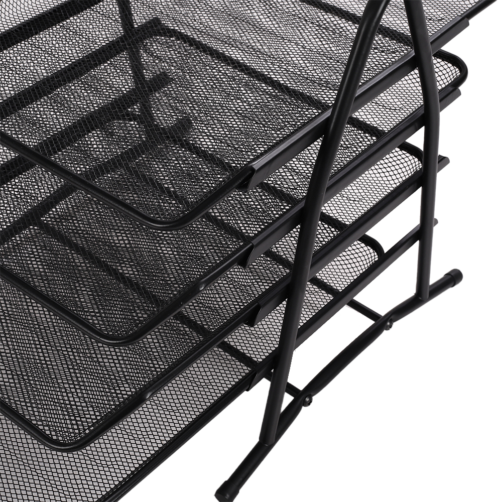 Living and Home 4 Tier Black Metal File Holder Tray Rack Image 3