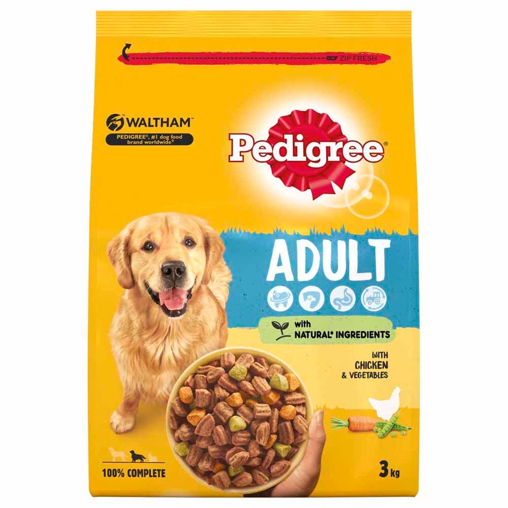 Pedigree Chicken and Vegetables Dry Adult Dog Food Case of 3 x 3kg Image 4
