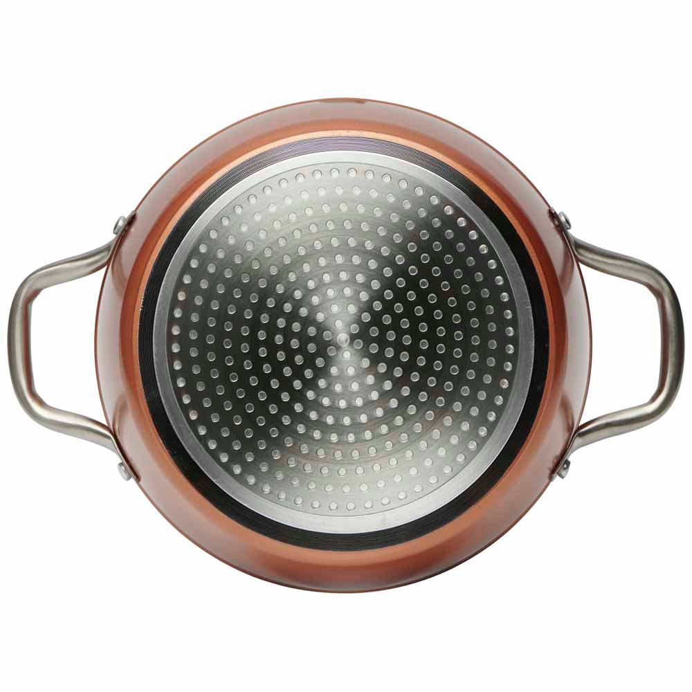 Wilko 24cm Shot Blast Copper Effect Casserole Dish with Lid Wilko