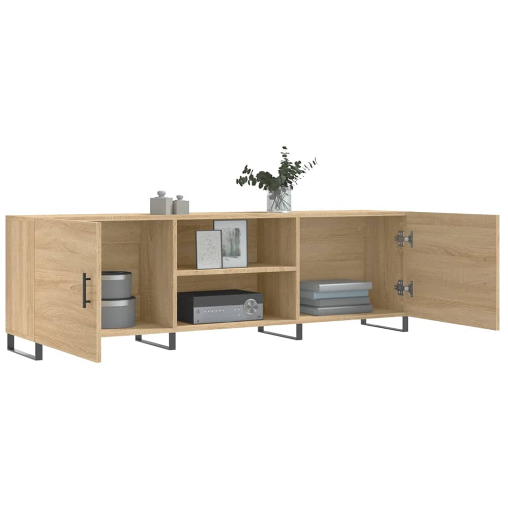 vidaXL 2 Door 2 Open Shelf Sonoma Oak TV Cabinet with Black Legs Image 4