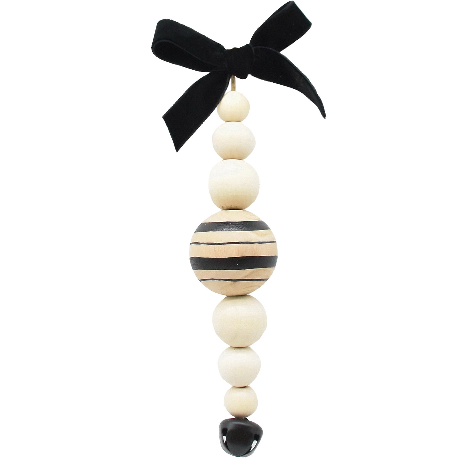 Mistletoe Cottage Natural and Black Wooden Beaded Ornament Image