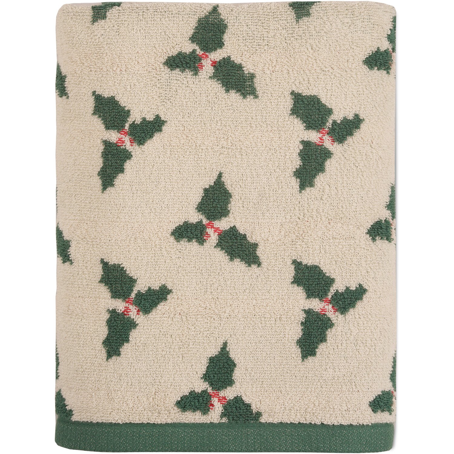 Christmas Holly Towel Cream 80cm Image 3