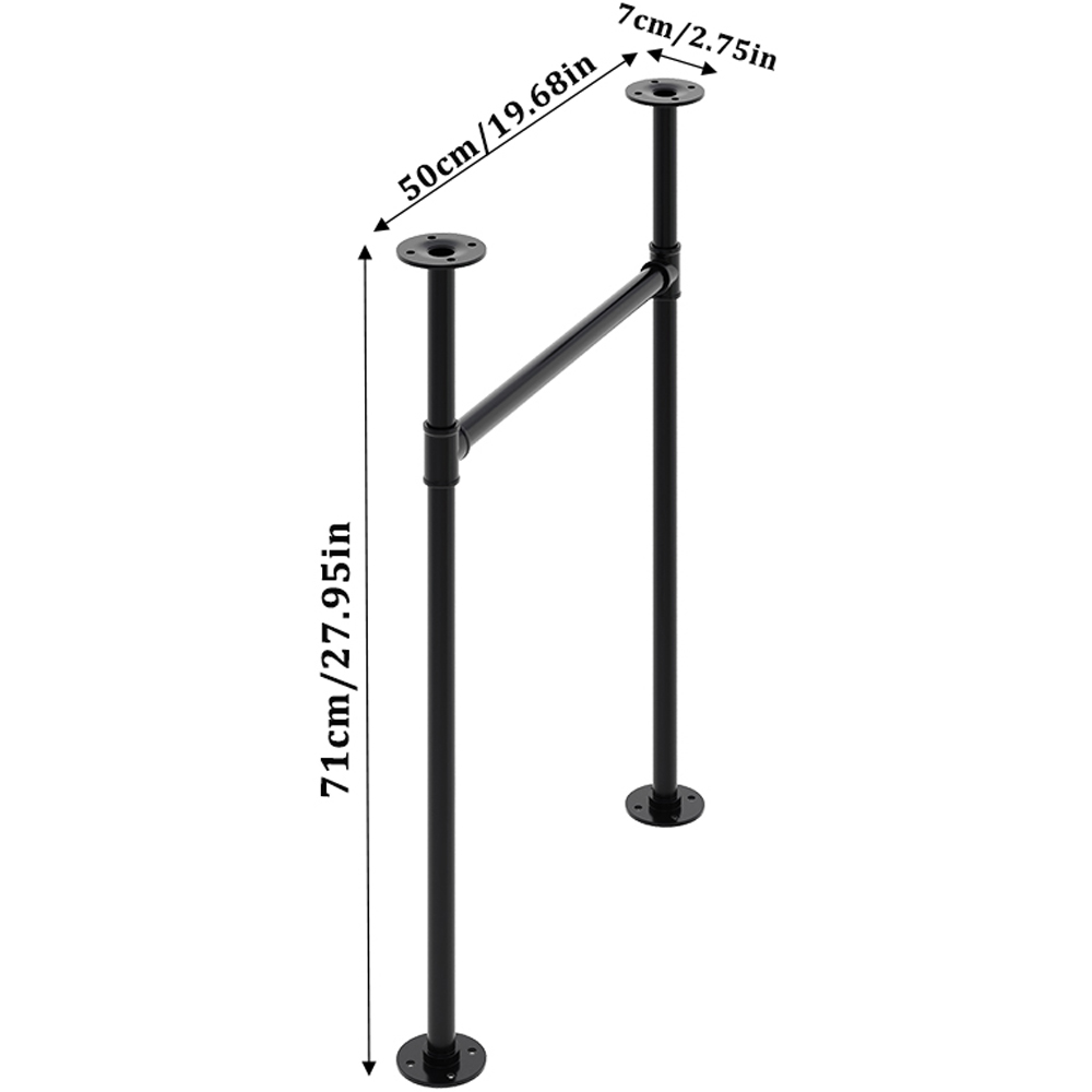 Living and Home 2 Pack Black Industrial H Shaped Anti Slip Iron Table Leg 50 x 71cm Image 8