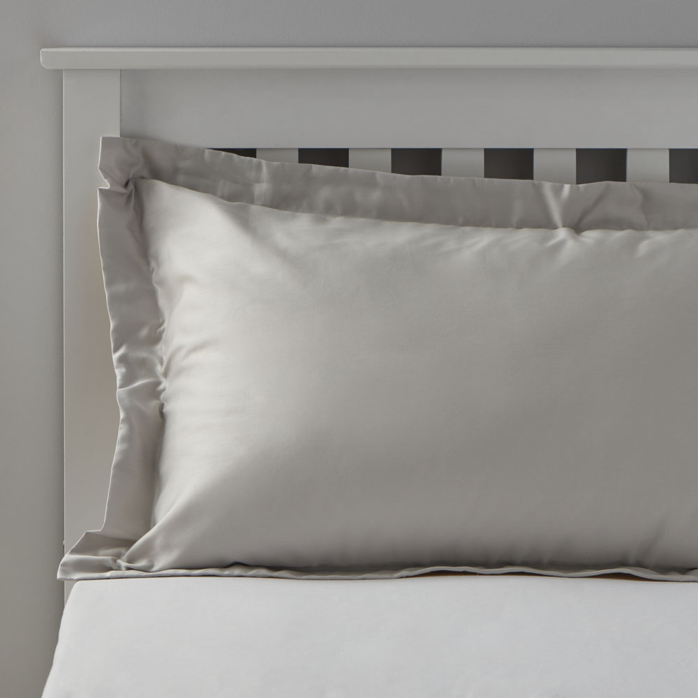 Wilko Best Single Silver 300 Thread Count Percale Oxford Pillowcase Image 4