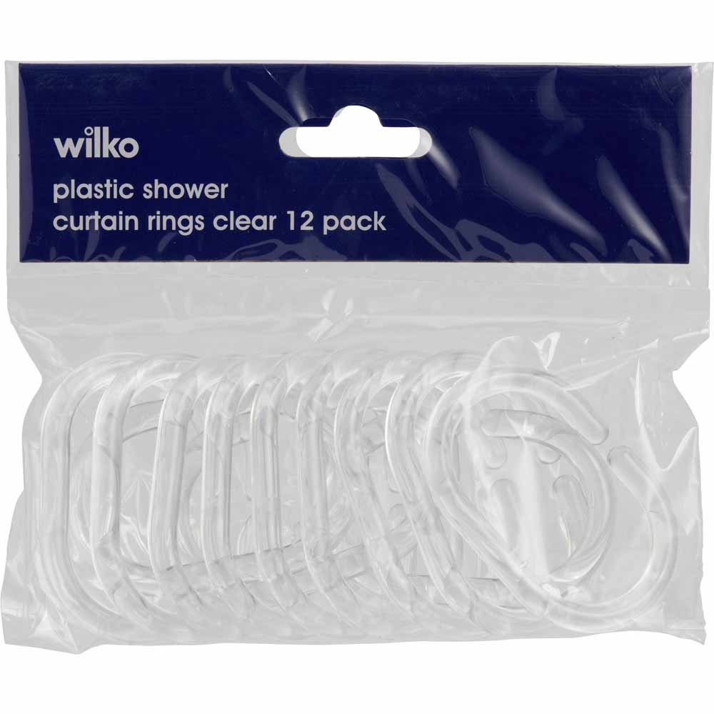 Wilko Shower Curtain Rings Clear 12 Pk Image 1