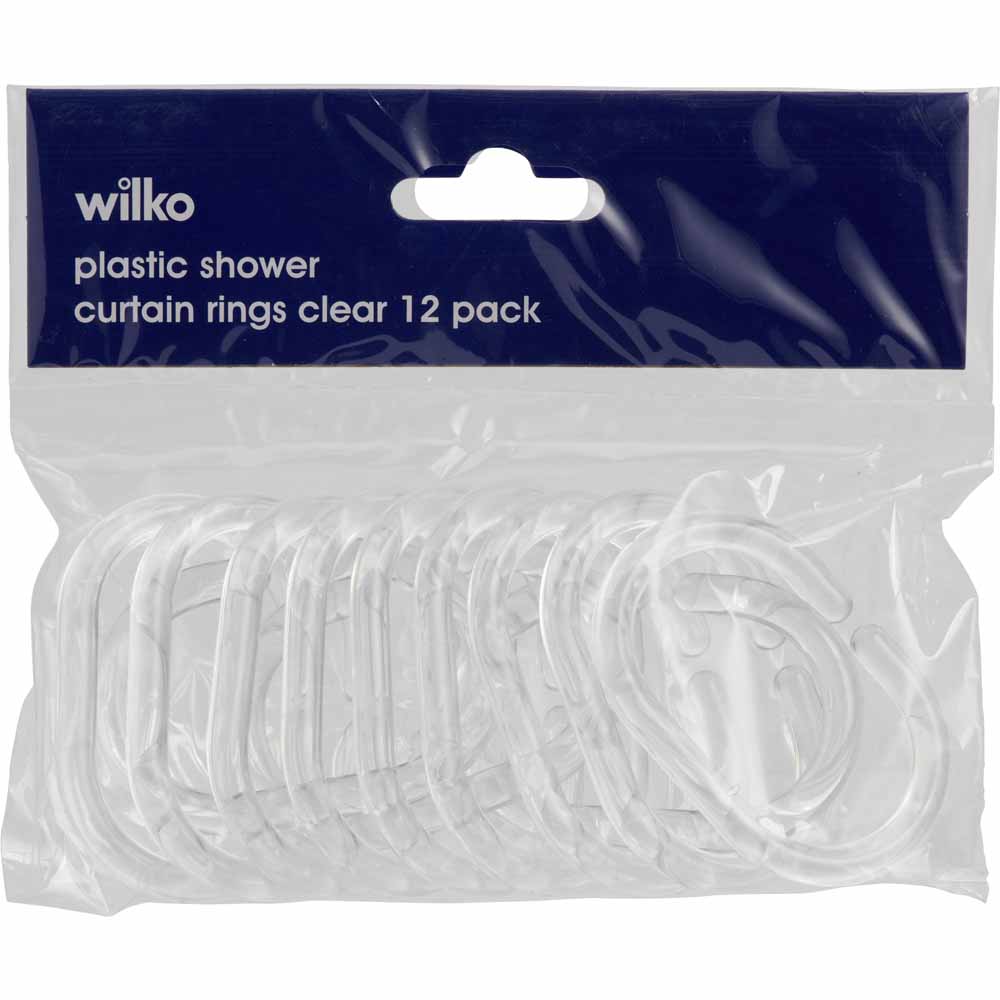 Wilko Shower Curtain Rings Clear 12 Pk Wilko