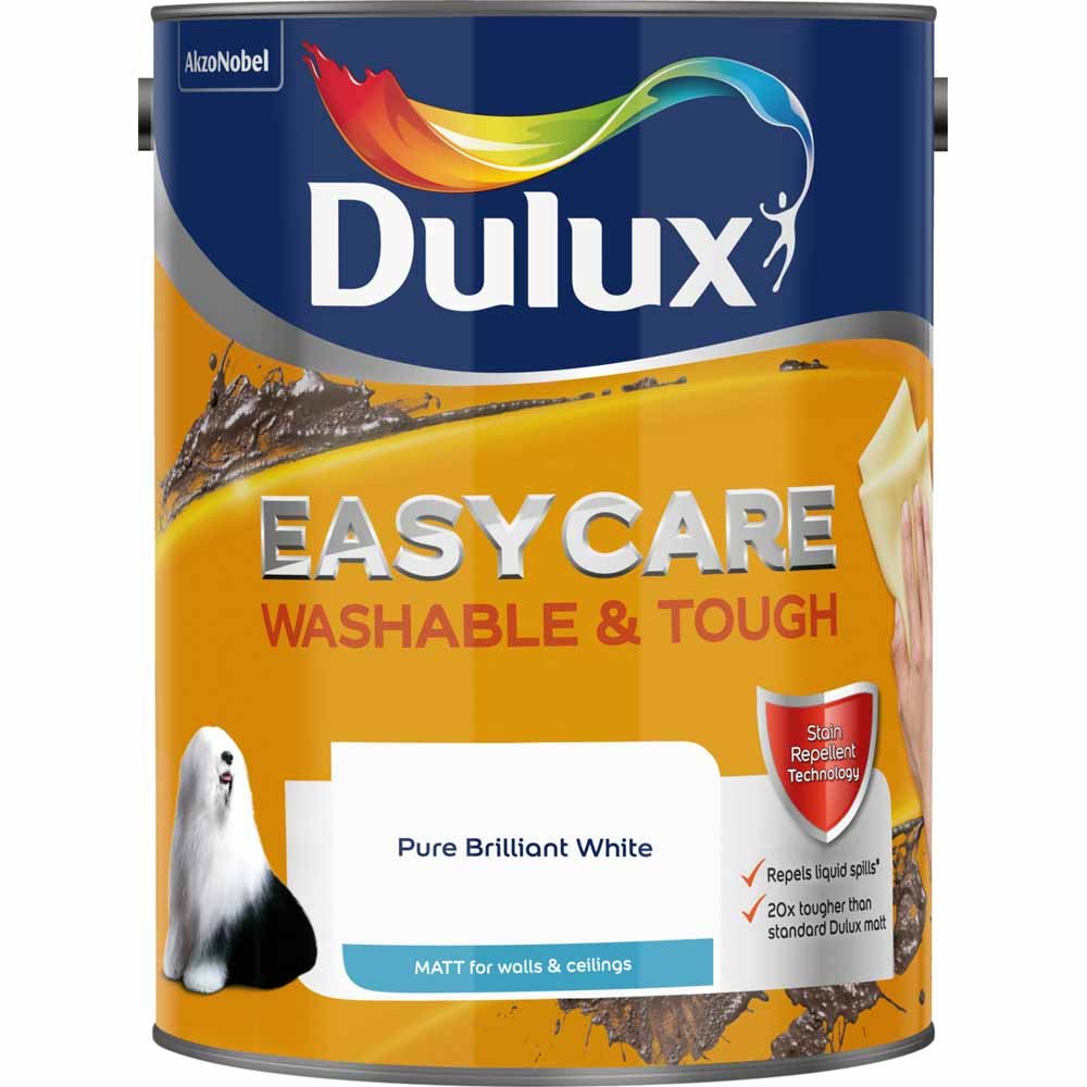 Dulux Easycare Pure Brilliant White Matt Emulsion Paint 5L Image 2