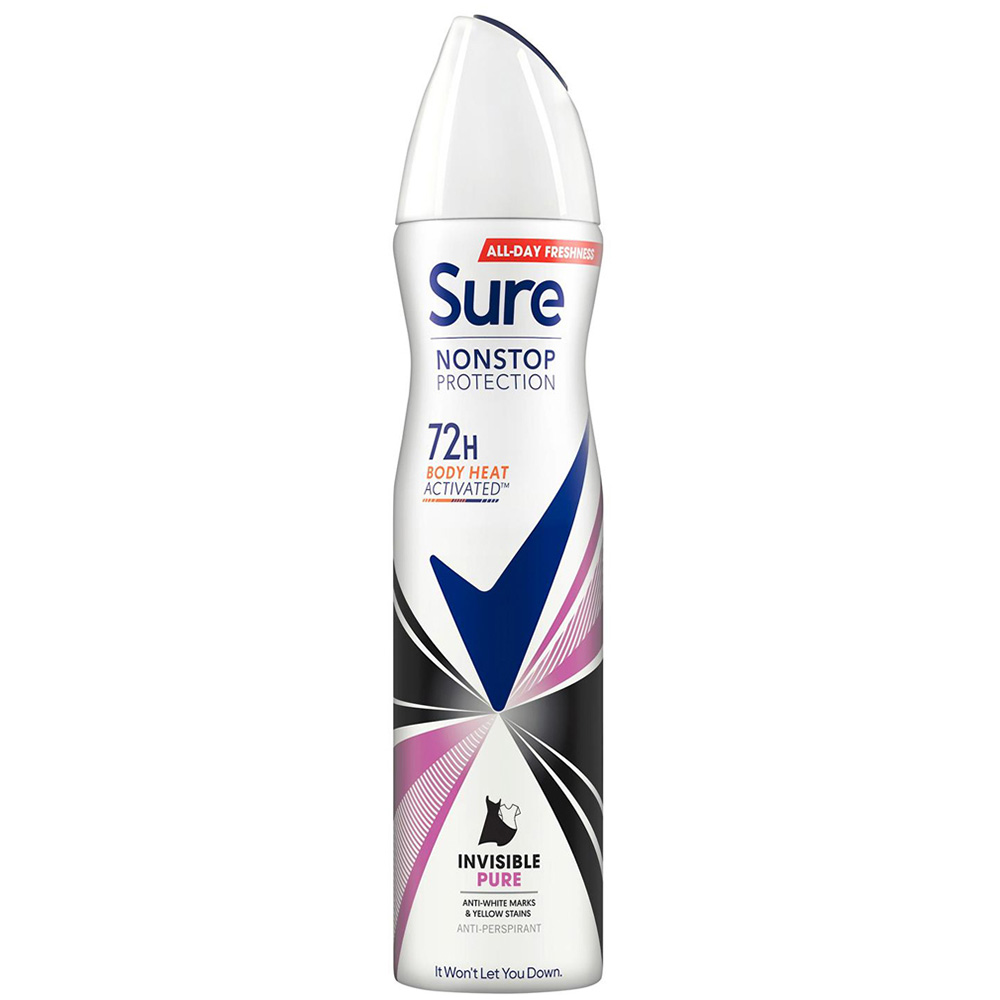 Sure Women Invisible Pure 72H Protection Anti-Perspirant Deodorant 250ml 18 Pack Image 2