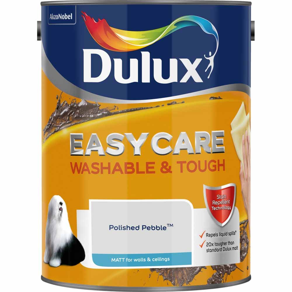 Dulux Easycare Washable & Tough Polished Pebble Matt Emulsion Paint 5L Image 2