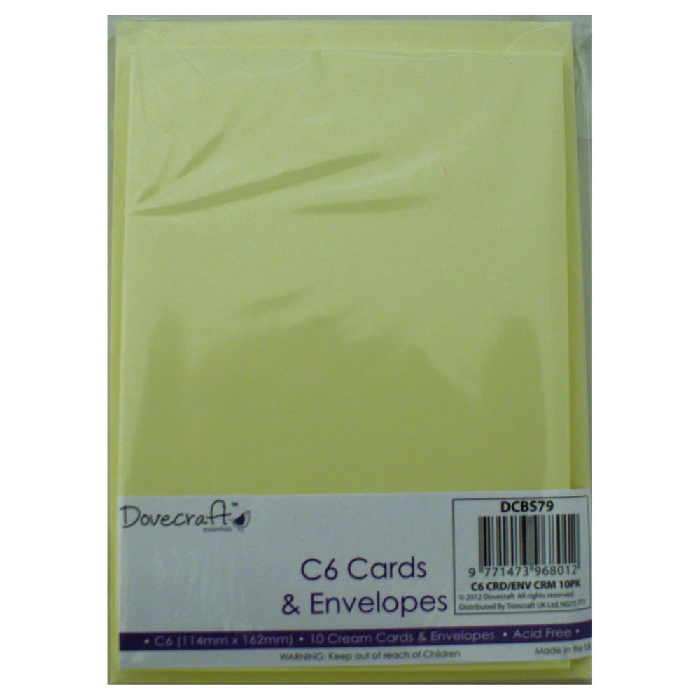 Dovecraft C6 Cream Cards and Envelopes 114 x 162mm 10 pack Image
