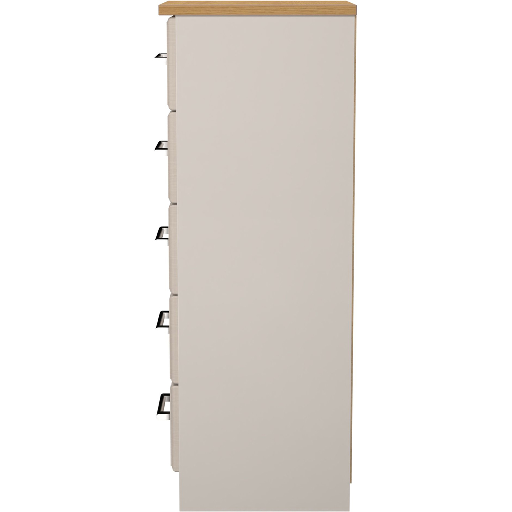 Crowndale Kent 5 Drawer Kashmir Ash and Modern Oak Tall Bedside Cabinet Ready Assembled Image 3